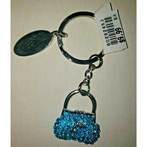 Vintage Sea World Dolphin Purse Blue‎ Rhinestones Key Chain U135